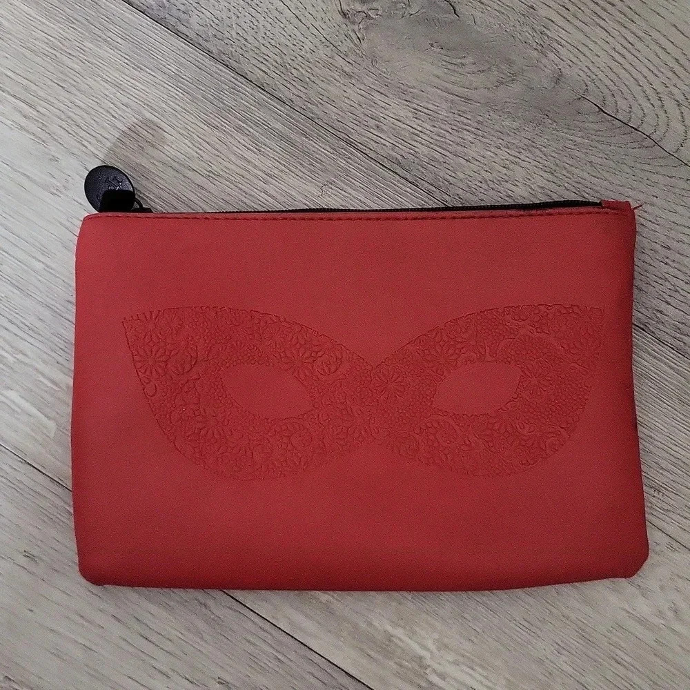 Ipsy‎ Red Floral Masquerade Cosmetic Pouch